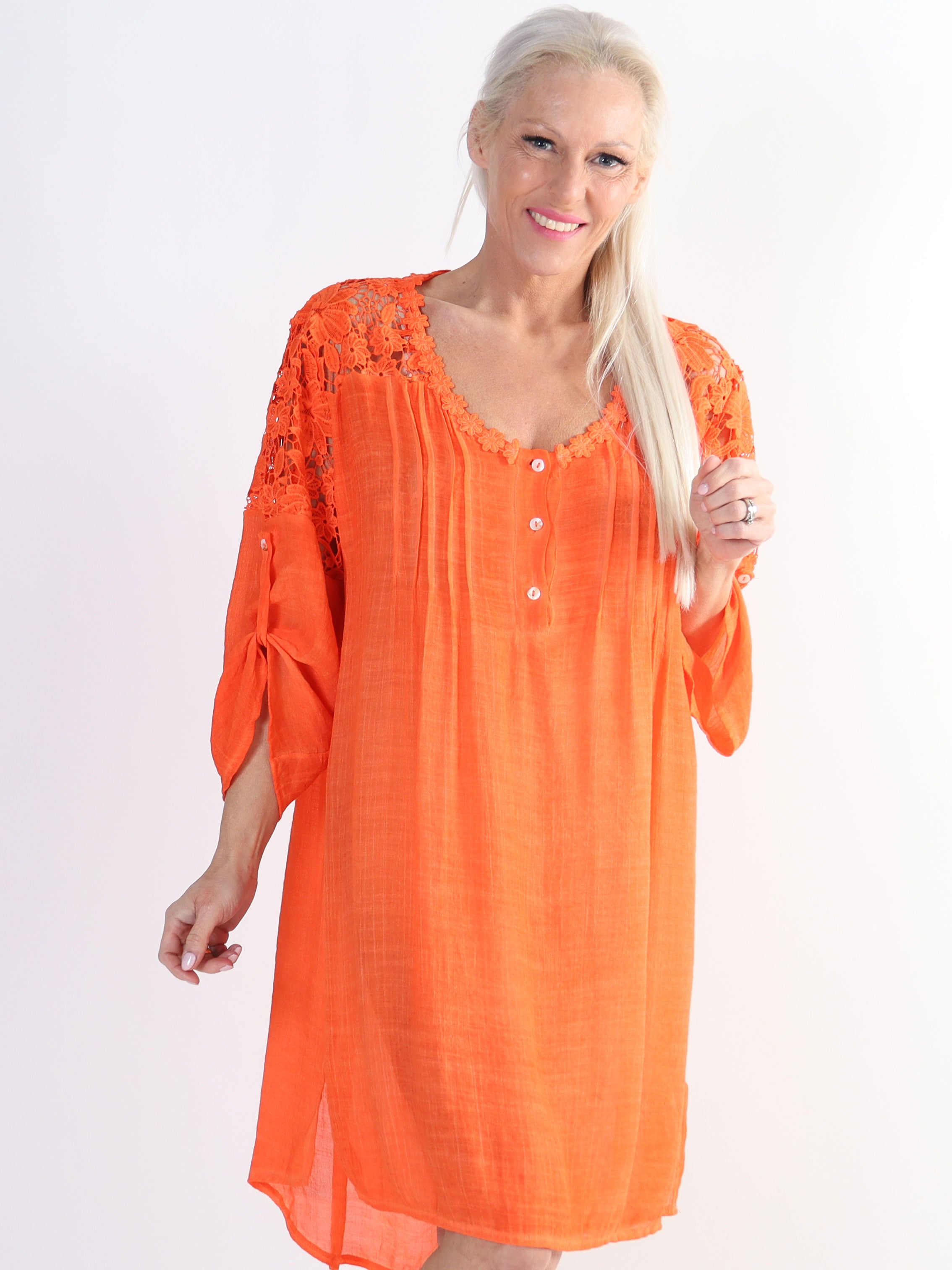 Juliette - Plus size tunika i bomuldsblanding med broderinger